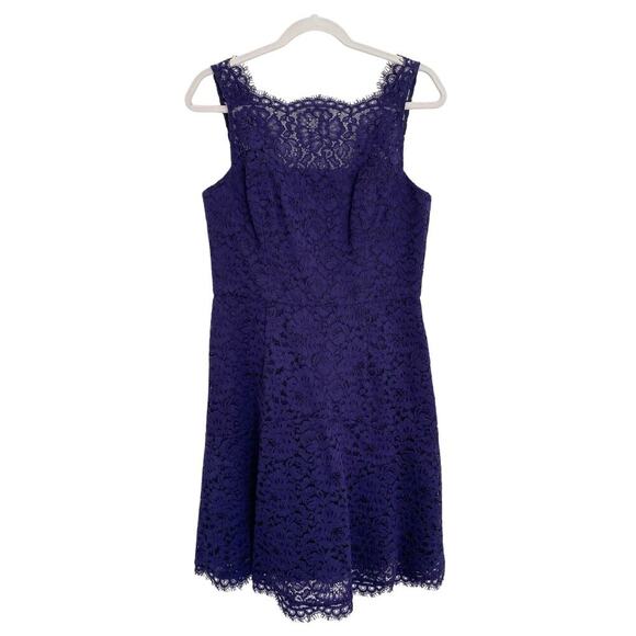 Shoshanna Navy Blue Lace Scalloped Sleeveless Mini Cocktail Dress 10 - Picture 4 of 13